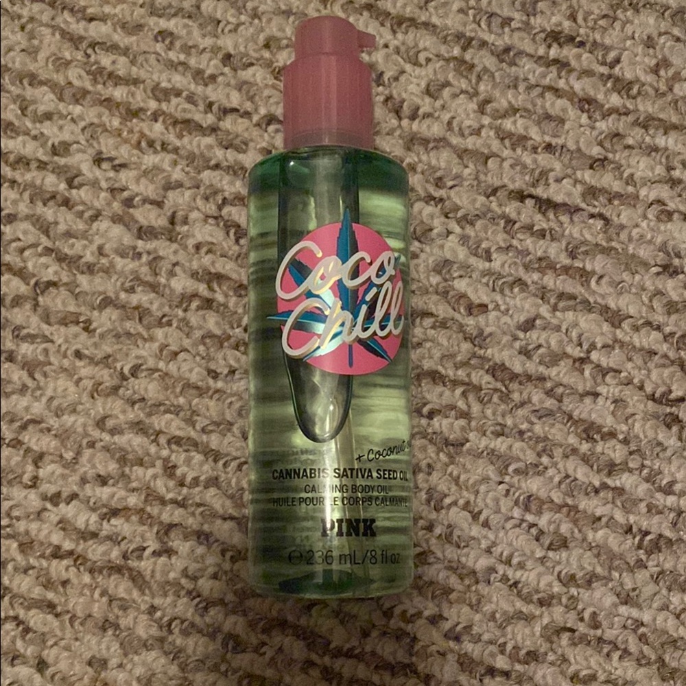 PINK Victoria's Secret Coco Chill Body Oil - Green & Pink